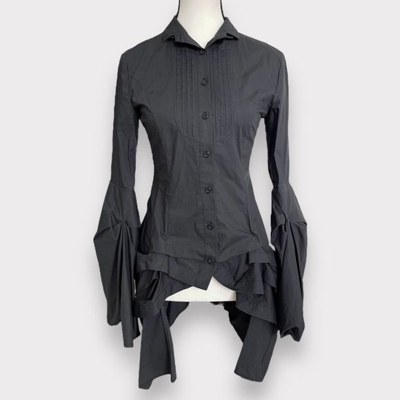 All Saints Tops - All Saints Black Katerina Blouse Victorian Long Sleeve Top Women's US 4 (XXS/XS)